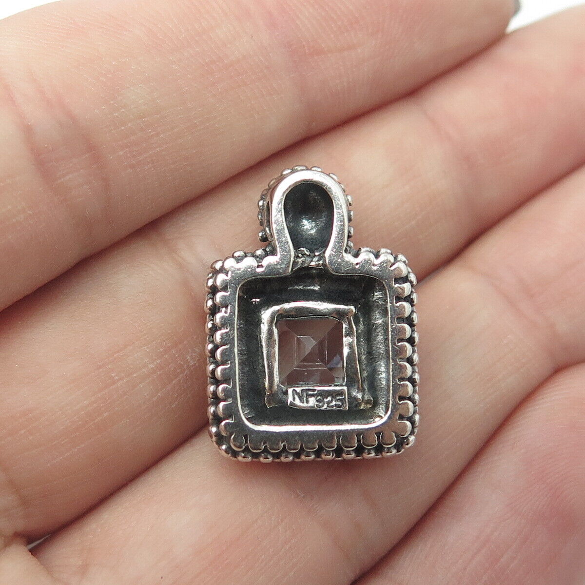 CHAPAL ZENRAY 925 Sterling Silver Vintage Real Princess Blue Topaz Pendant