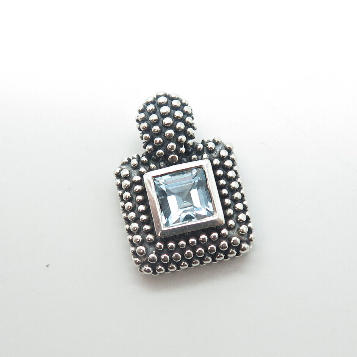 CHAPAL ZENRAY 925 Sterling Silver Vintage Real Princess Blue Topaz Pendant