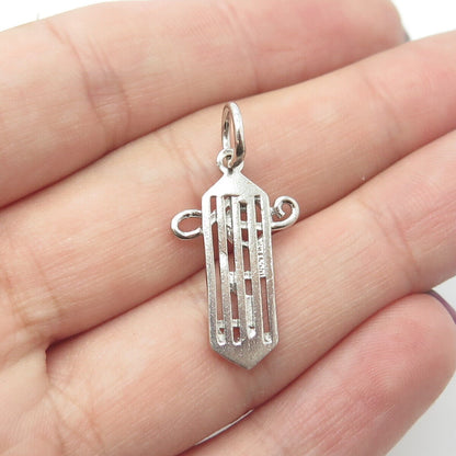 925 Sterling Silver Vintage Treble Clef & Musical Notes Charm Pendant