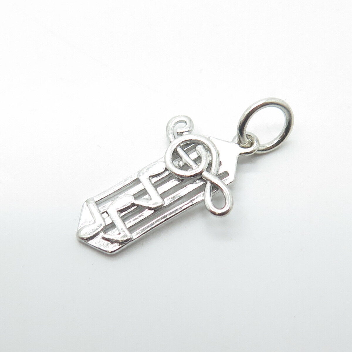 925 Sterling Silver Vintage Treble Clef & Musical Notes Charm Pendant