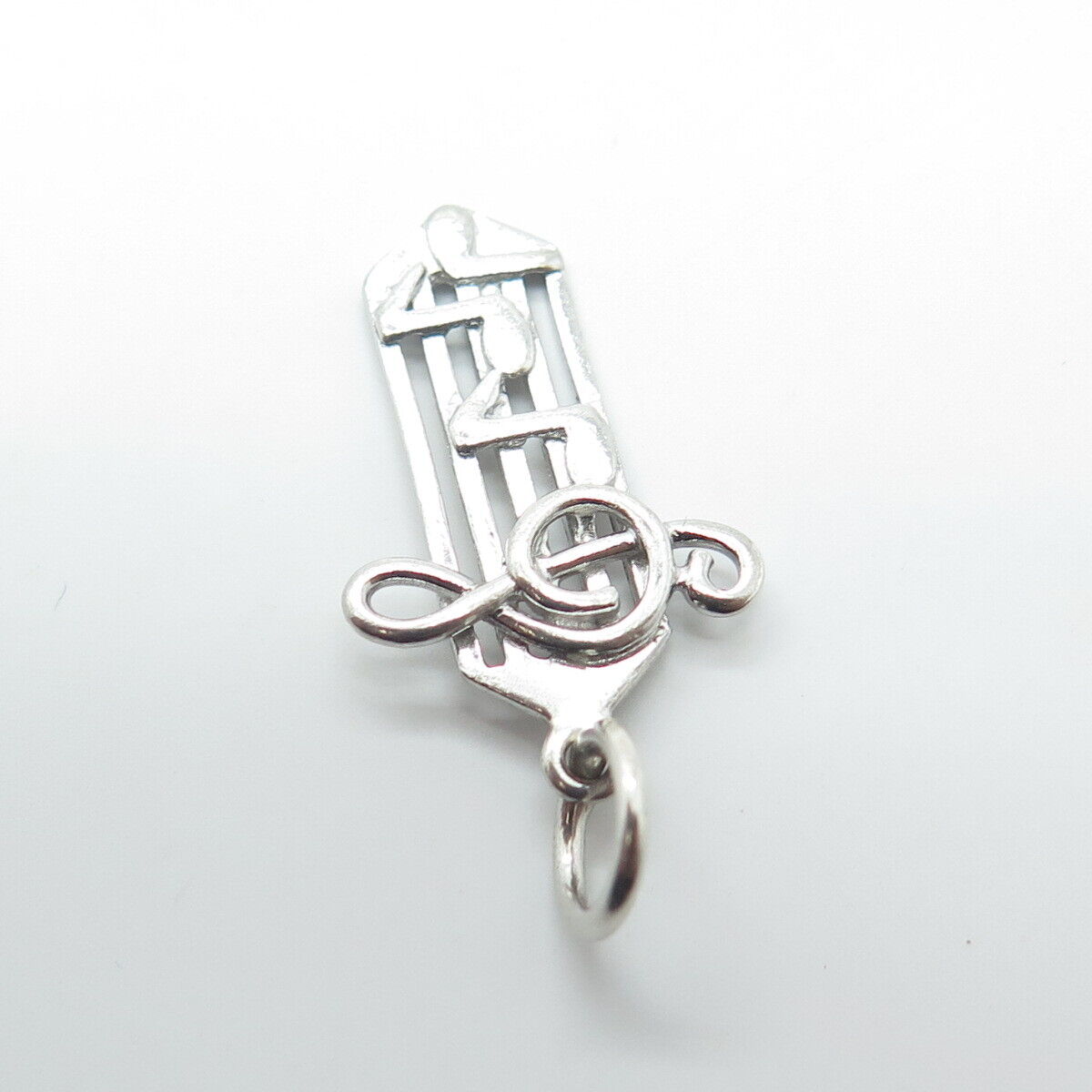 925 Sterling Silver Vintage Treble Clef & Musical Notes Charm Pendant