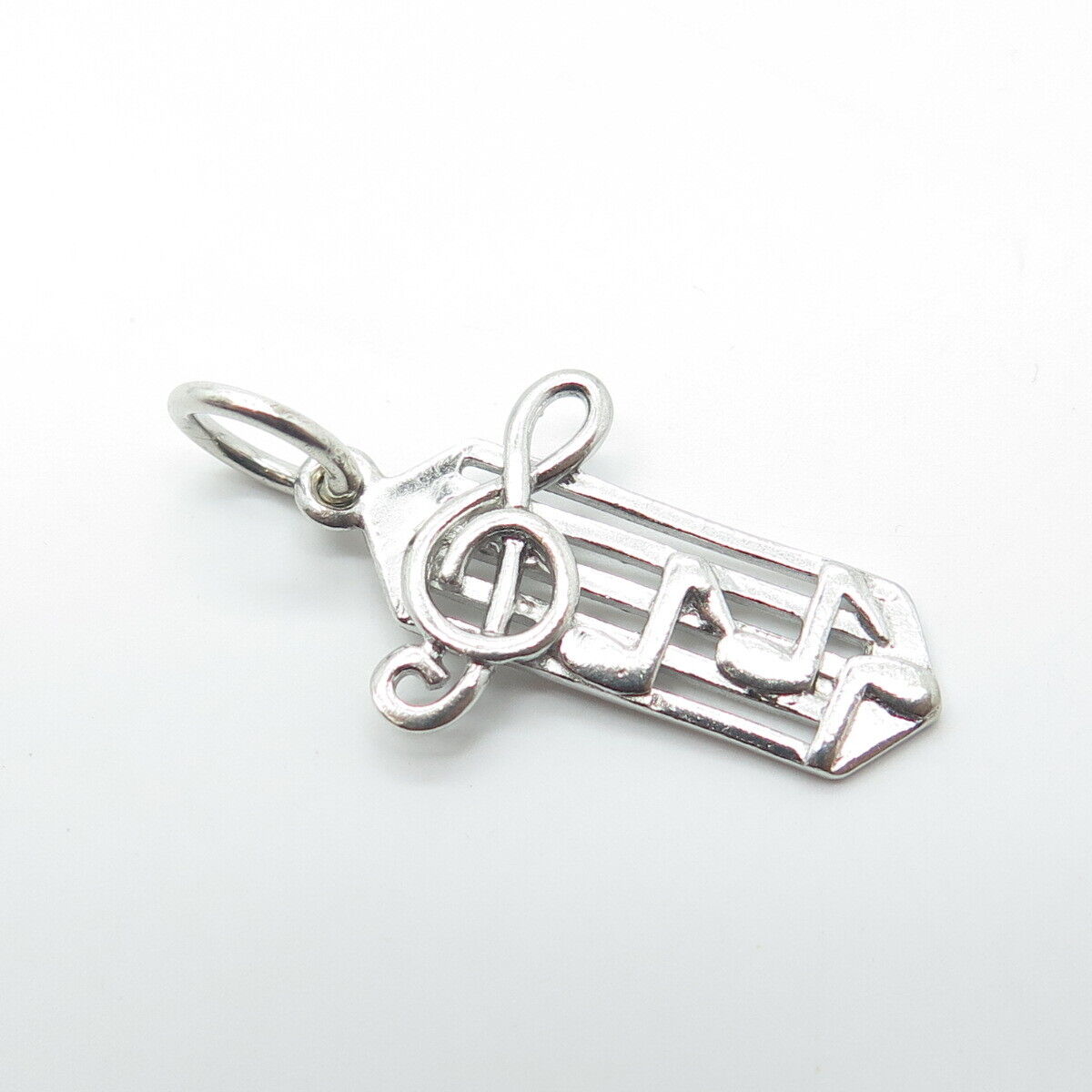 925 Sterling Silver Vintage Treble Clef & Musical Notes Charm Pendant