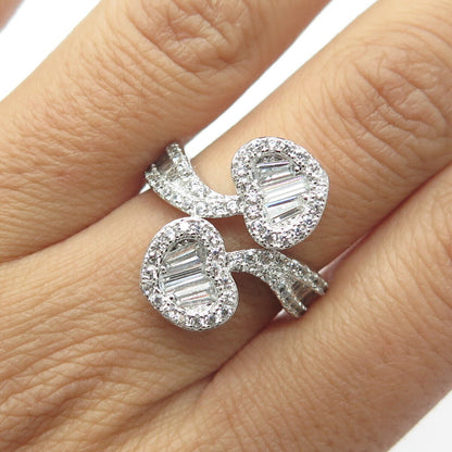925 Sterling Silver Multi-C Z Heart Ring Size 8