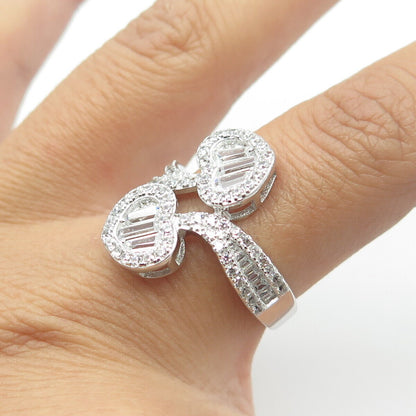 925 Sterling Silver Multi-C Z Heart Ring Size 8