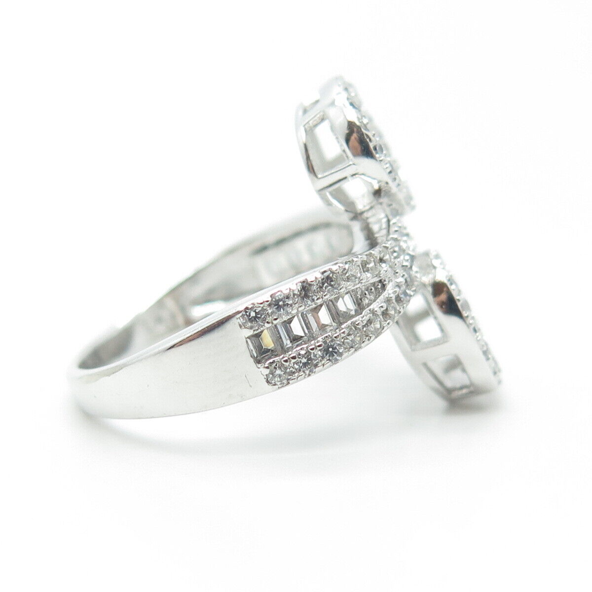 925 Sterling Silver Multi-C Z Heart Ring Size 8