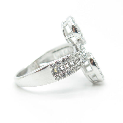 925 Sterling Silver Multi-C Z Heart Ring Size 8