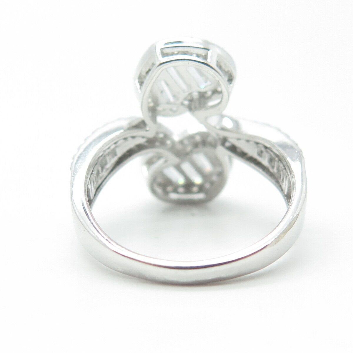 925 Sterling Silver Multi-C Z Heart Ring Size 8
