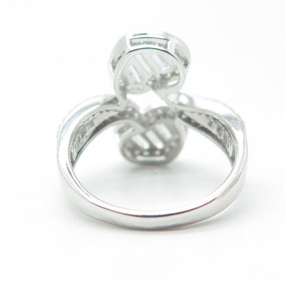 925 Sterling Silver Multi-C Z Heart Ring Size 8