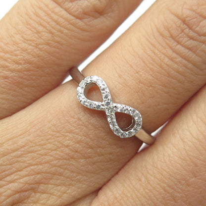 925 Sterling Silver Pave C Z Infinity Ring Size 7