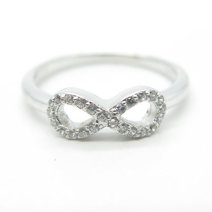 925 Sterling Silver Pave C Z Infinity Ring Size 7