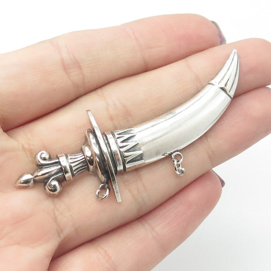 925 Sterling Silver Antique Art Deco Dagger / Knife Pin Brooch / Pendant