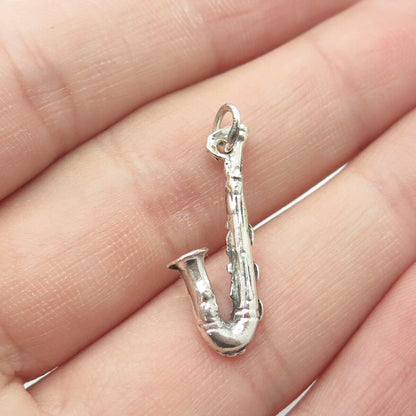 925 Sterling Silver Vintage Saxophone Musical Instrument Charm Pendant