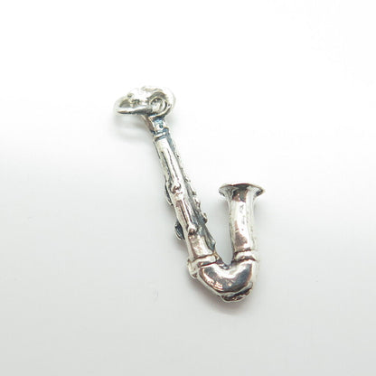 925 Sterling Silver Vintage Saxophone Musical Instrument Charm Pendant