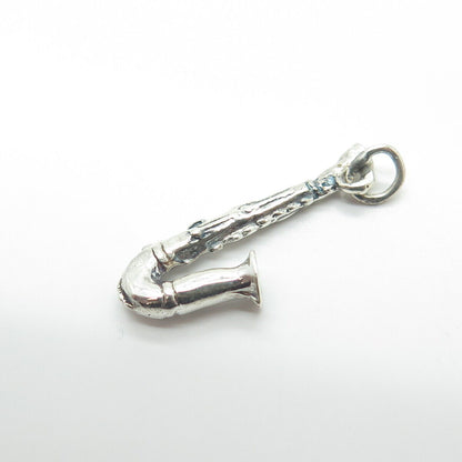 925 Sterling Silver Vintage Saxophone Musical Instrument Charm Pendant