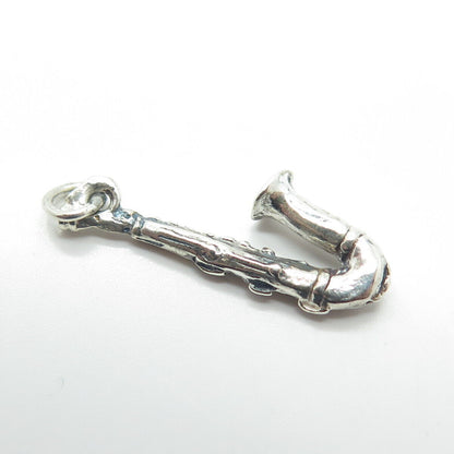 925 Sterling Silver Vintage Saxophone Musical Instrument Charm Pendant