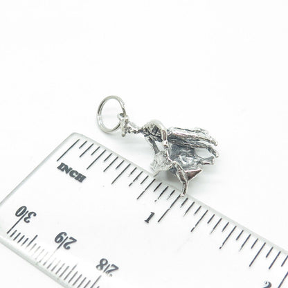 925 Sterling Silver Vintage Matador Bullfighting Oxidized Charm Pendant