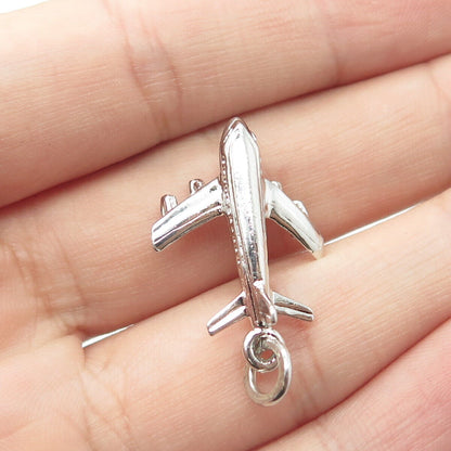 925 Sterling Silver Vintage Airplane / Aircraft Charm Pendant