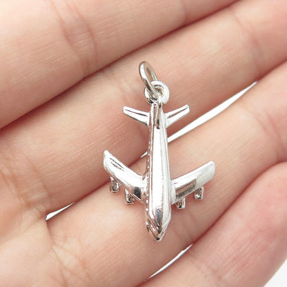 925 Sterling Silver Vintage Airplane / Aircraft Charm Pendant