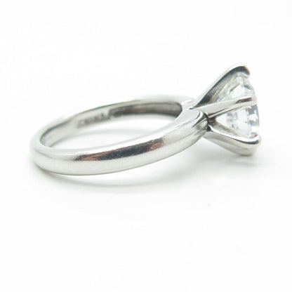 925 Sterling Silver Full Round-Cut White C Z Engagement Ring Size 6