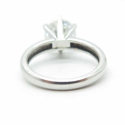 925 Sterling Silver Full Round-Cut White C Z Engagement Ring Size 6