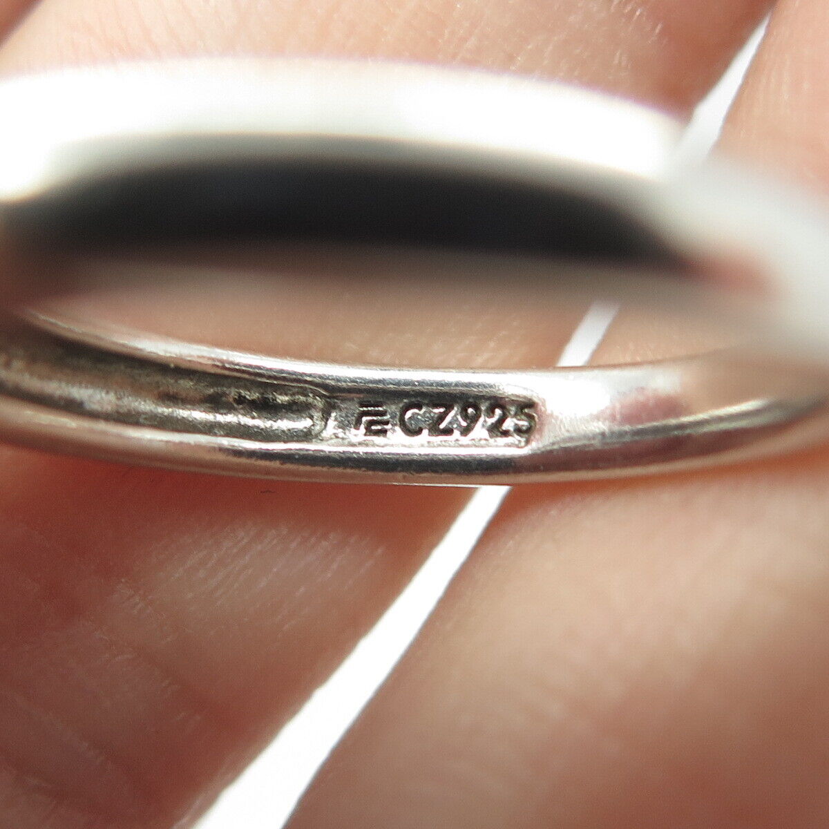 925 Sterling Silver Full Round-Cut White C Z Engagement Ring Size 6