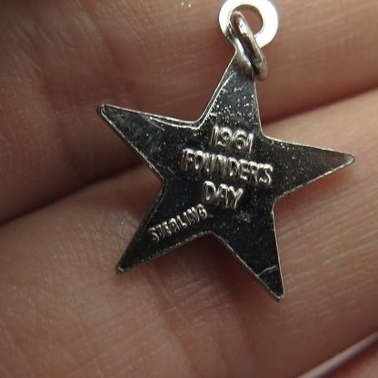 925 Sterling Silver Vintage 1961 Founder's Day Greek Letter Star Charm Pendant