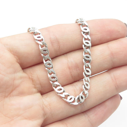 DIAGONAL 925 Sterling Silver Vintage Italy Celtic Chain Necklace 18"