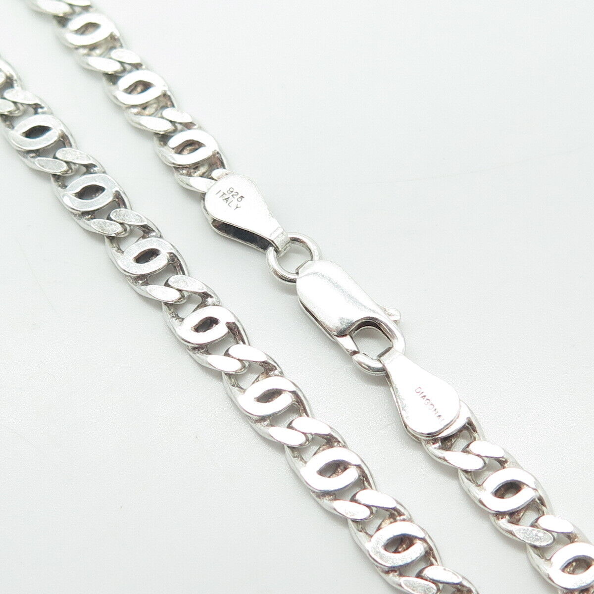 DIAGONAL 925 Sterling Silver Vintage Italy Celtic Chain Necklace 18"