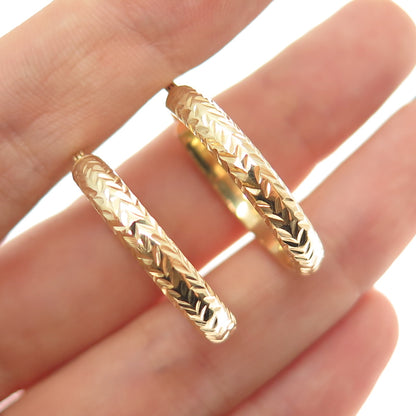925 Sterling Silver Gold Plated Diamond-Cut Hoop Earrings