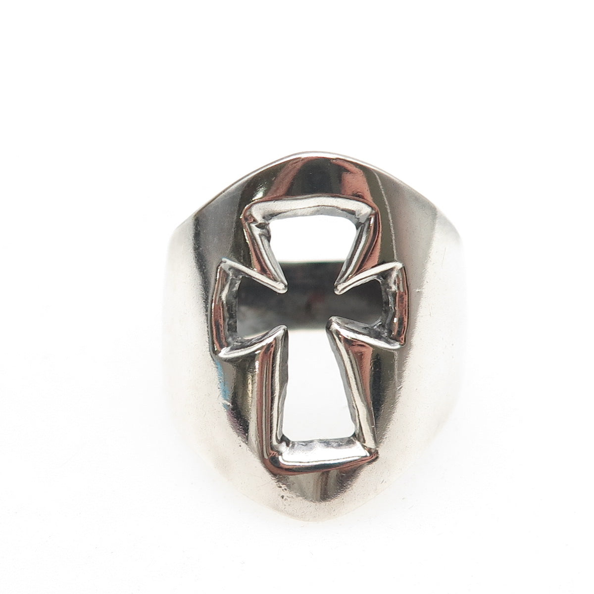925 Sterling Silver Vintage Mexico Cross Oxidized Ring Size 12.75
