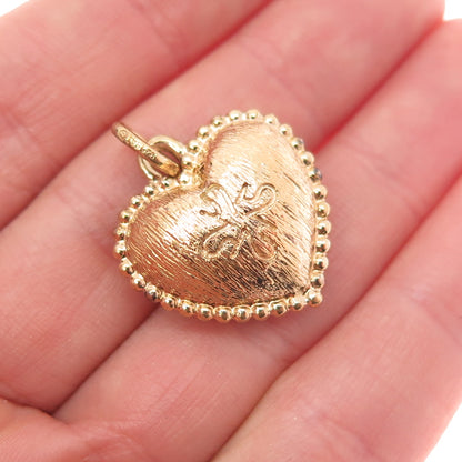 SAI 925 Sterling Silver Gold Plated Vintage Floral Cross Heart Charm Pendant