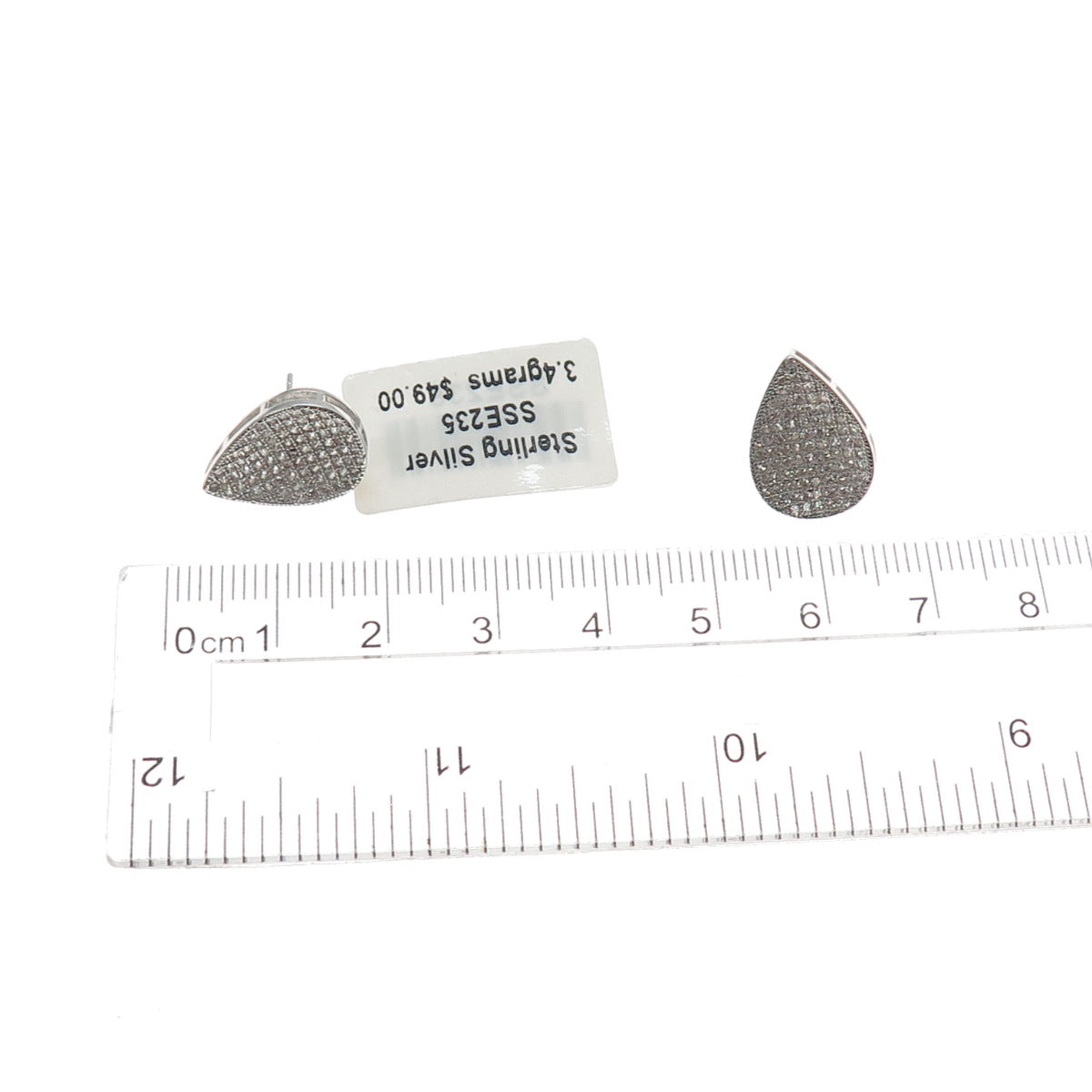 925 Sterling Silver Round-Cut C Z Teardrop Earrings