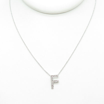 925 Sterling Silver C Z Letter "F" Initial Rolo Chain Necklace 16-18"