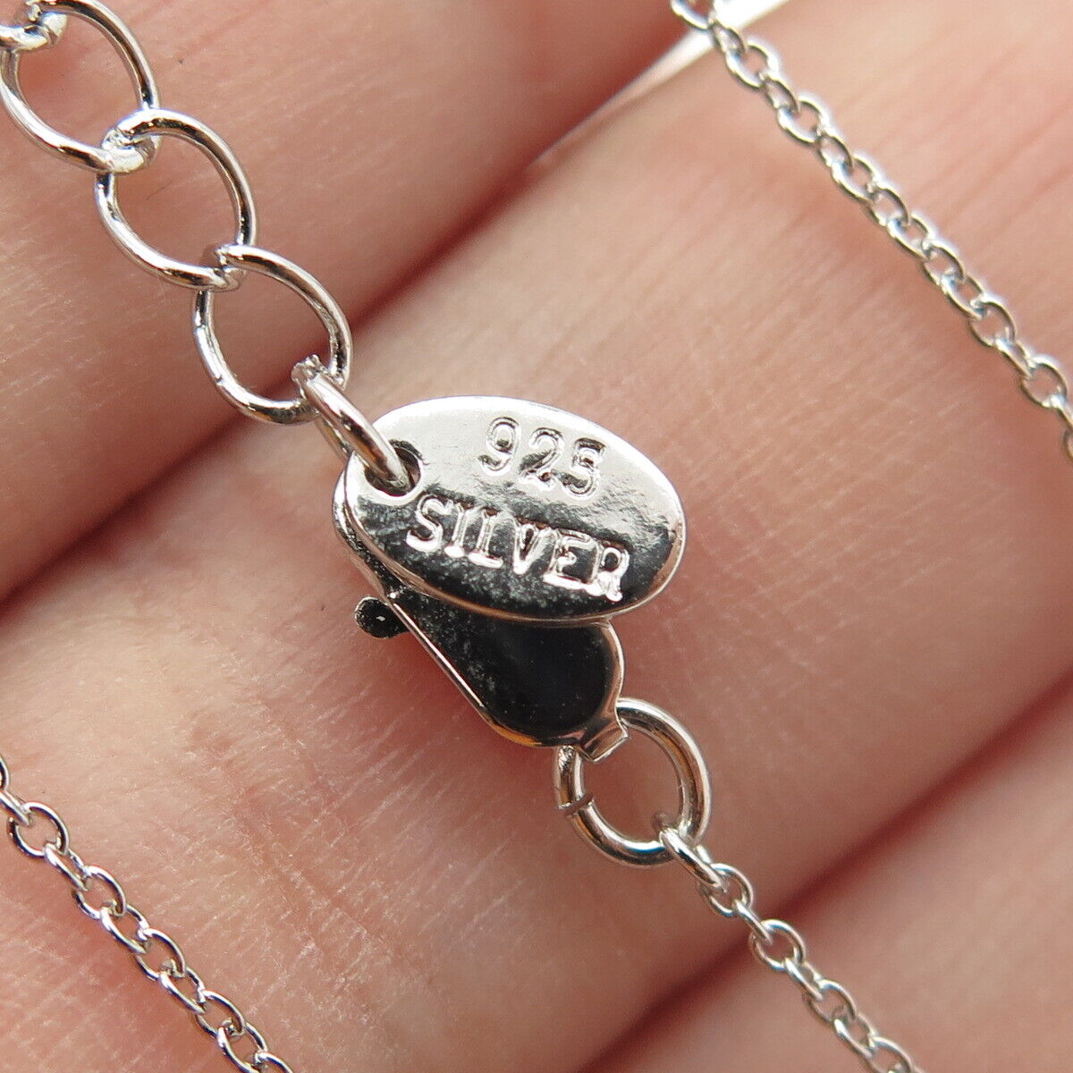 925 Sterling Silver C Z Letter "F" Initial Rolo Chain Necklace 16-18"