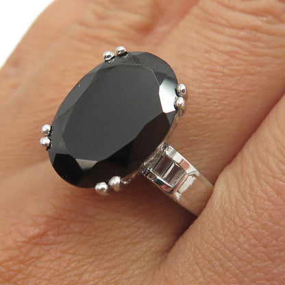 CHUCK CLEMENCY 925 Sterling Silver Real Black Spinel & C Z Ring Size 10.25