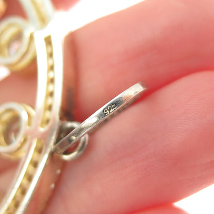 925 Sterling Silver Gold Plated Round-Cut C Z Sparkle Crown Large Pendant