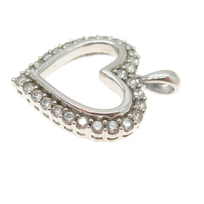 JH YOUNG 925 Sterling Silver Round-Cut C Z Heart Pendant