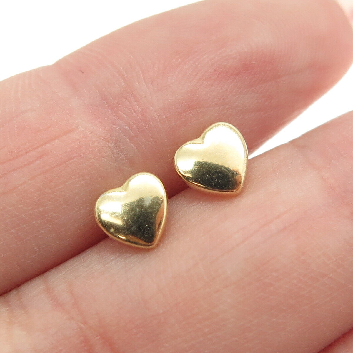 925 Sterling Silver Gold Plated Heart Stud Earrings