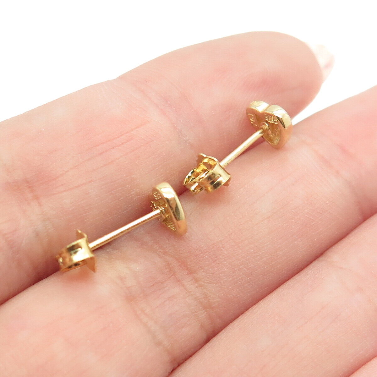 925 Sterling Silver Gold Plated Heart Stud Earrings