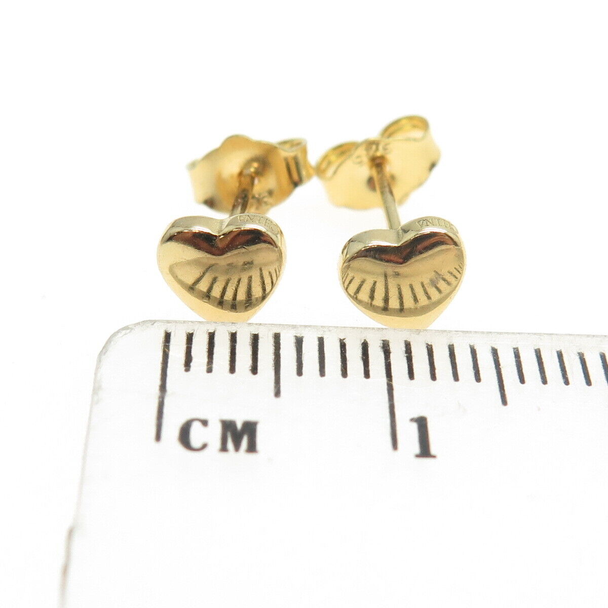 925 Sterling Silver Gold Plated Heart Stud Earrings