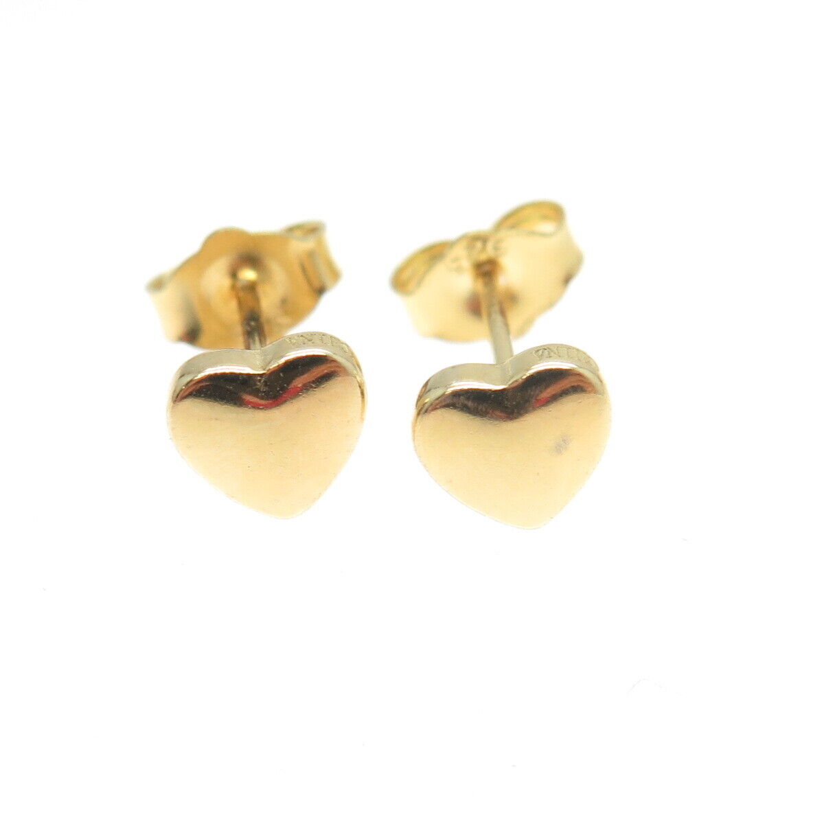 925 Sterling Silver Gold Plated Heart Stud Earrings