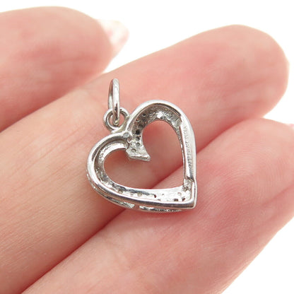 JANE SEYMOUR 925 Sterling Silver Real Round-Cut Diamond Heart Charm Pendant