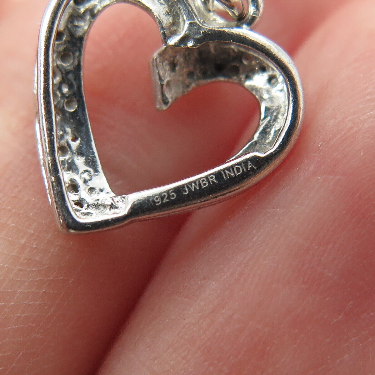 JANE SEYMOUR 925 Sterling Silver Real Round-Cut Diamond Heart Charm Pendant