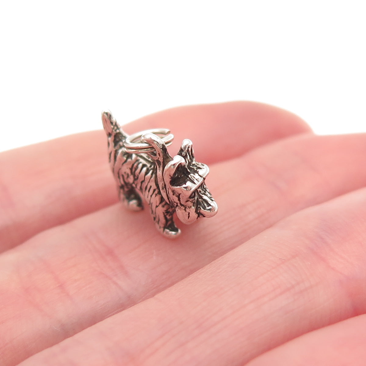925 Sterling Silver Vintage Scottish Terrier Dog 3D Mini Charm Pendant