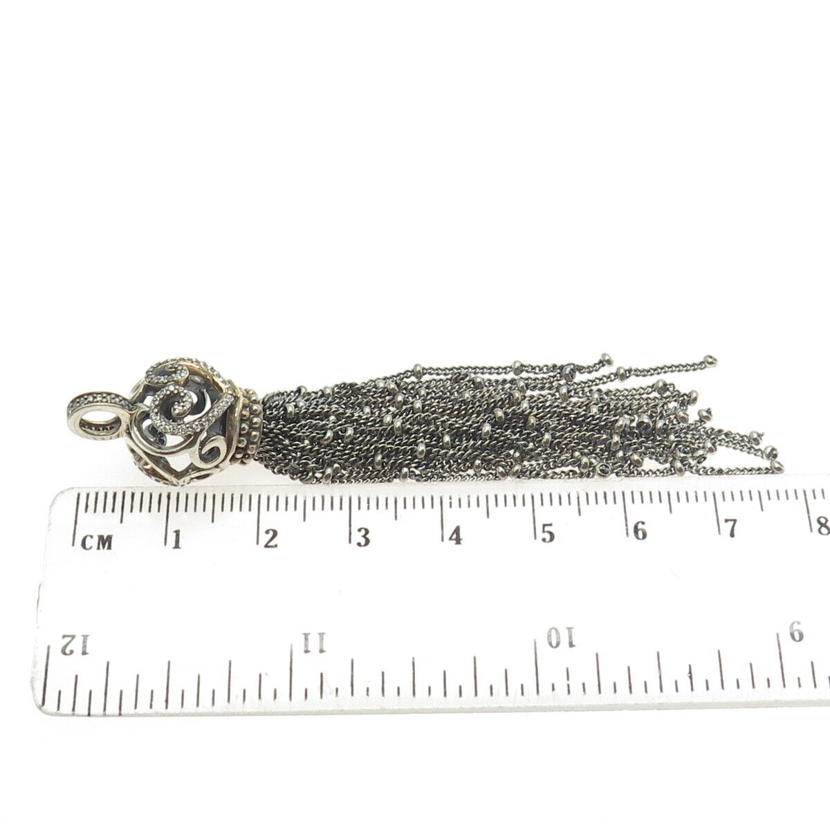 PANDORA 925 Sterling Silver C Z Tassel Pendant