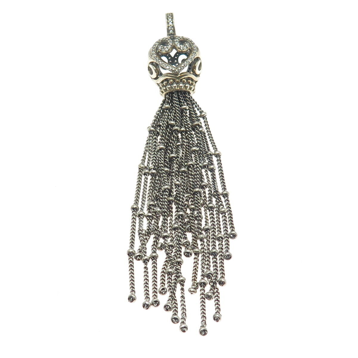 PANDORA 925 Sterling Silver C Z Tassel Pendant