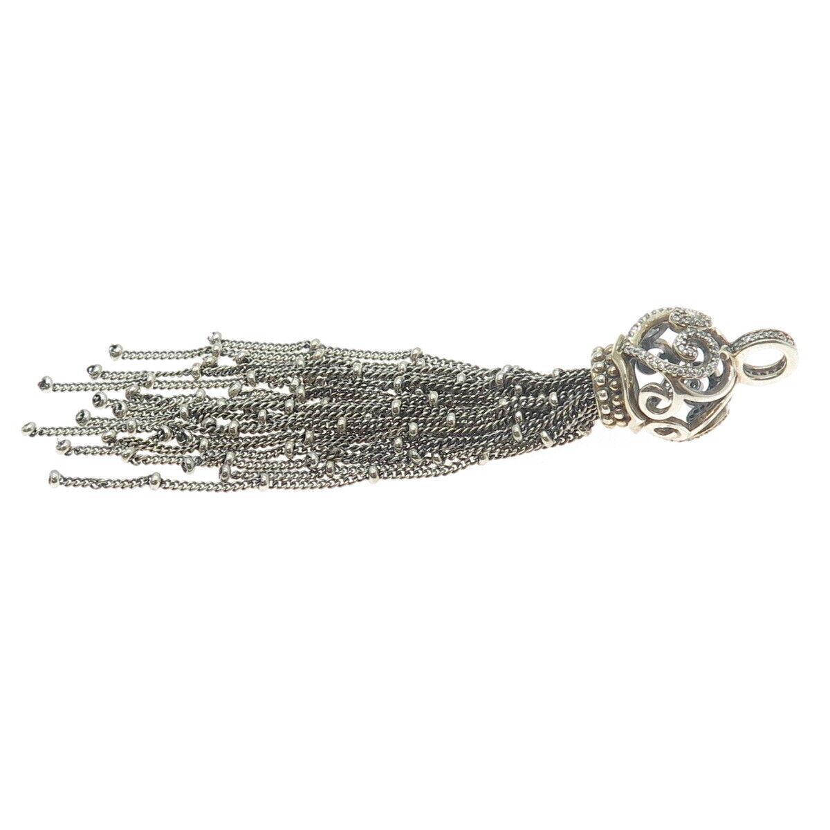 PANDORA 925 Sterling Silver C Z Tassel Pendant