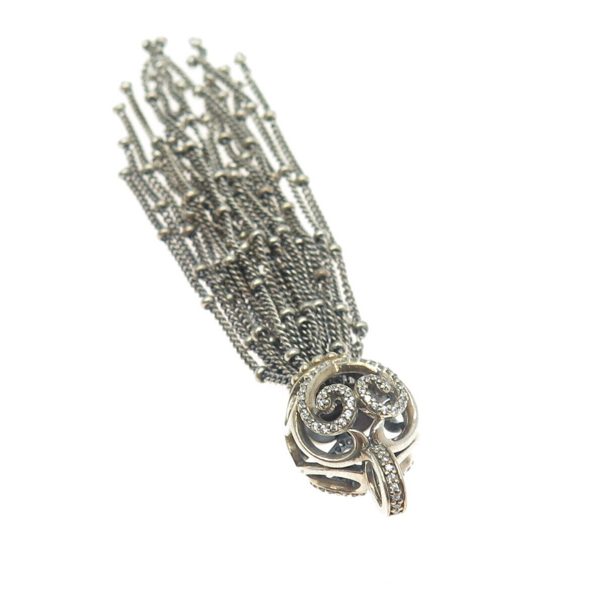 PANDORA 925 Sterling Silver C Z Tassel Pendant