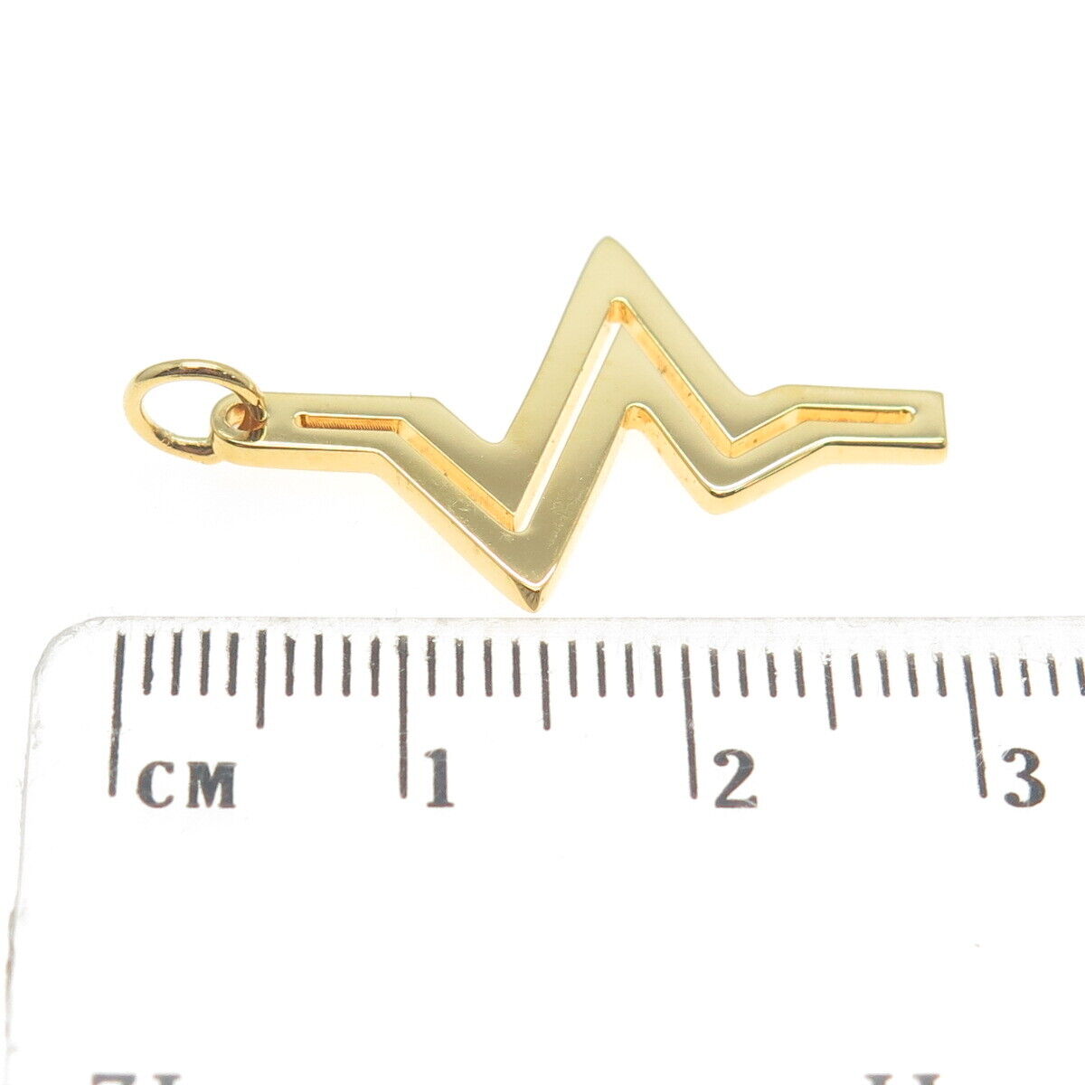 925 Sterling Silver Gold Plated Heartbeat Charm Pendant