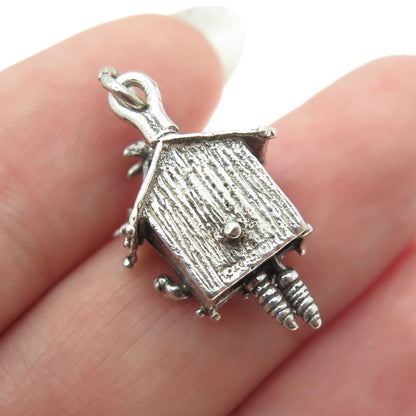 MAISELS INDIAN TRADING 925 Sterling Silver Vintage Cuckoo Clock Charm Pendant